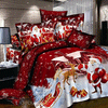 Tidebuy International: Christmas Gift 100% Cotton Happy Christmas Red 4-pc. Duvet Cover Set