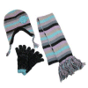 Wal-Mart.com USA, LLC: CTM® Womens Striped with Rosette Hat Gloves and Scarf Winter Set, Blue