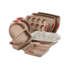 Wal-Mart.com USA, LLC: Rachael Ray Cucina Nonstick Bakeware 10-Piece Set, Latte Brown with Cranberry Red Handle Grips