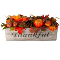 Buy.com DBA Rakuten.com Shopping: 24-in. Autumn Harvest Maple Leaf & Berry Arrangement in a "Thankful" Rustic Wooden Box Centerpiece