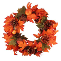 Buy.com DBA Rakuten.com Shopping: Orange Pumpkin & Autumn Harvest Thanksgiving Wreath 13-in., Unlit