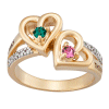 Limoges Jewelry: 10K Yellow Gold Couples Hearts & Diamond Engravable Name Ring